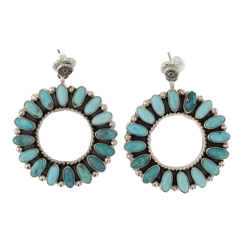 Chris Charley Navajo Compitos Turquoise Earrings (1 of 2)
