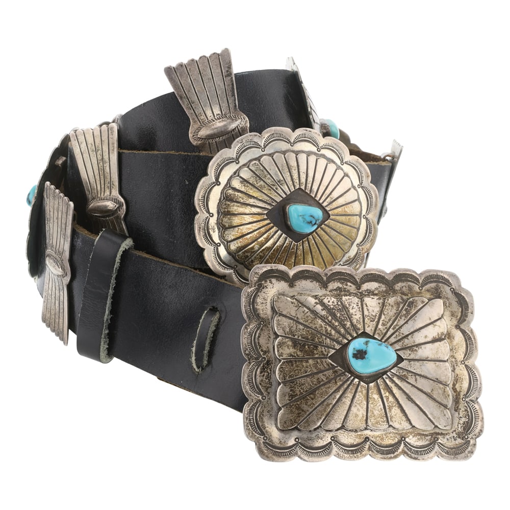 Vintage Navajo Kingman Turquoise Concho Belt (1 of 3)