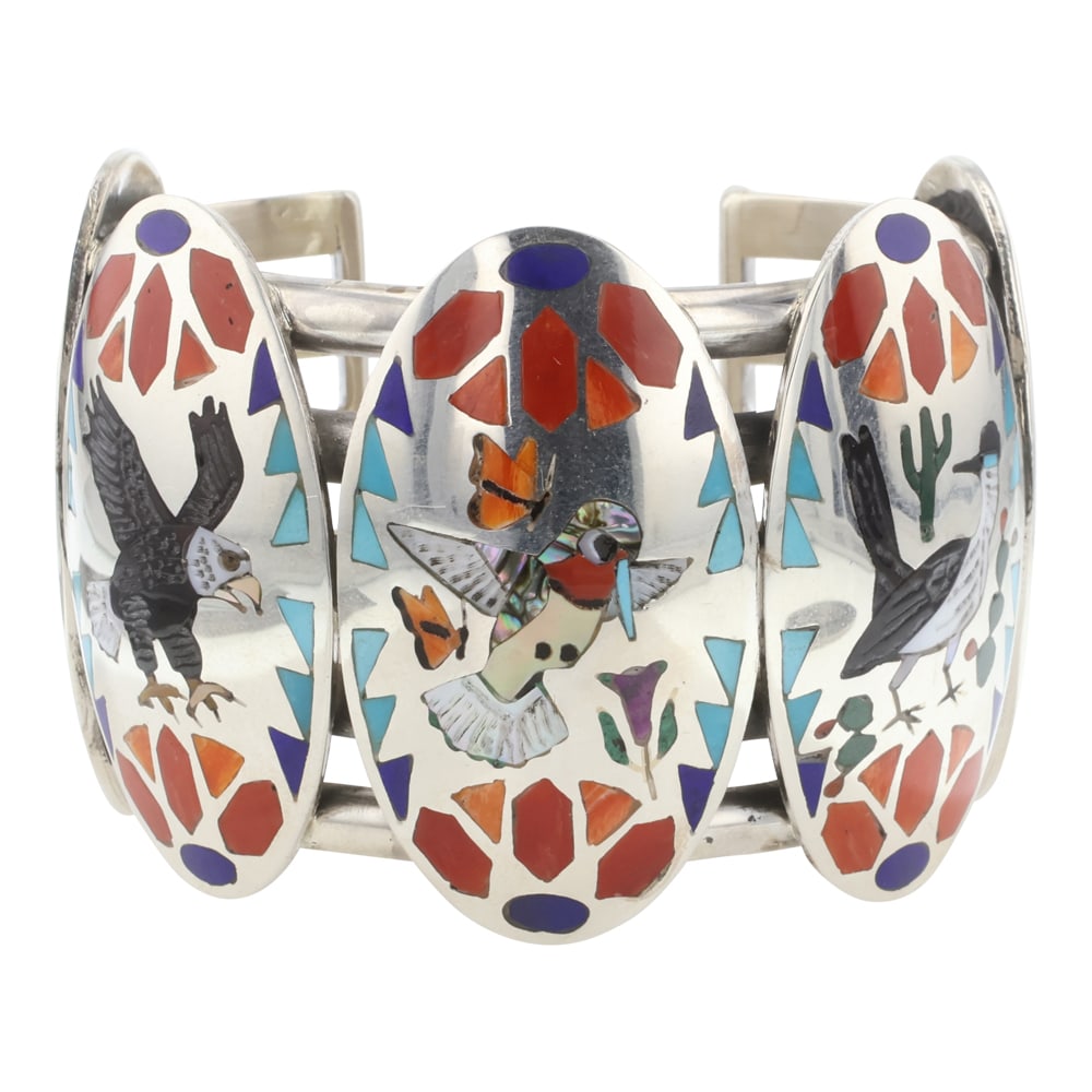 Quentin Quam Sr. Turquoise Coral Lapis Jet black Spiny Oyster Abalone Shell & Mother of Pearl Inlay (1 of 4)