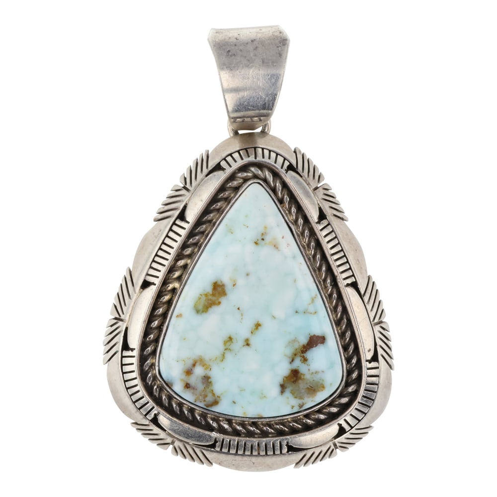 Larry Spencer Navajo Dry Creek Turquoise Double Stack Saw Work Pendant (1 of 2)