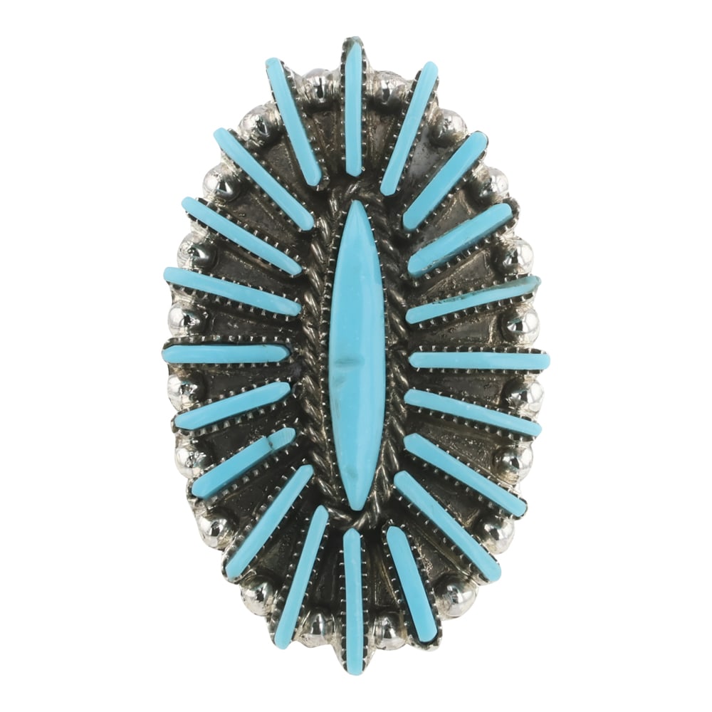 Zuni Needlepoint Kingman Turquoise Cluster Ring (1 of 3)