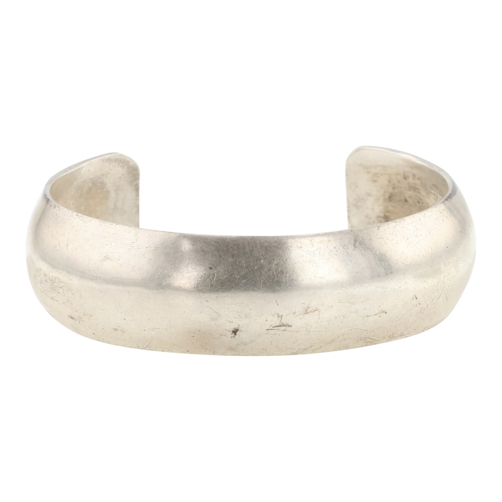 Vintage Navajo Geneva Ramone Plain Silver Domed Cuff Bracelet (1 of 4)