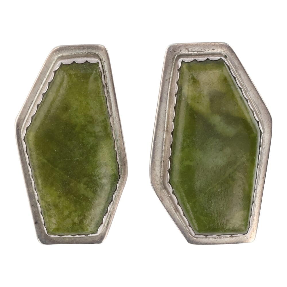 Navajo Variscite Earrings: Sterling Silver | Genuine Variscite | Navajo Variscite Earrings | Navajo Native American Southwest Indian Jewelry | Good (no breaks or damages) | Approximate Weight: 16 Grams | Earrings: .75" x 1.5" (