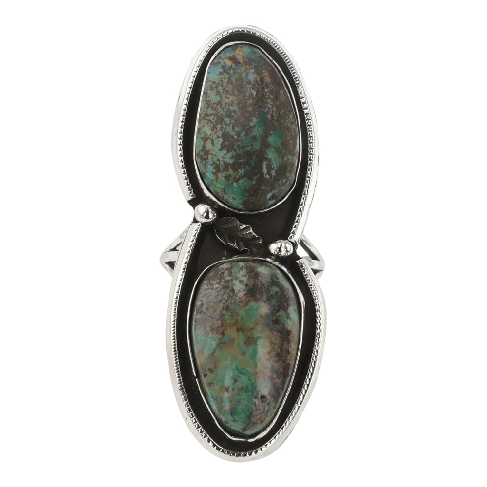 Navajo Nevada Turquoise Two Stone Ring (1 of 3)