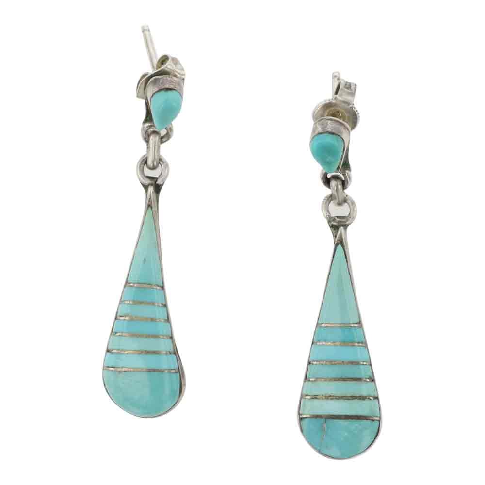 Vintage Zuni Turquoise Inlay Earrings (1 of 2)