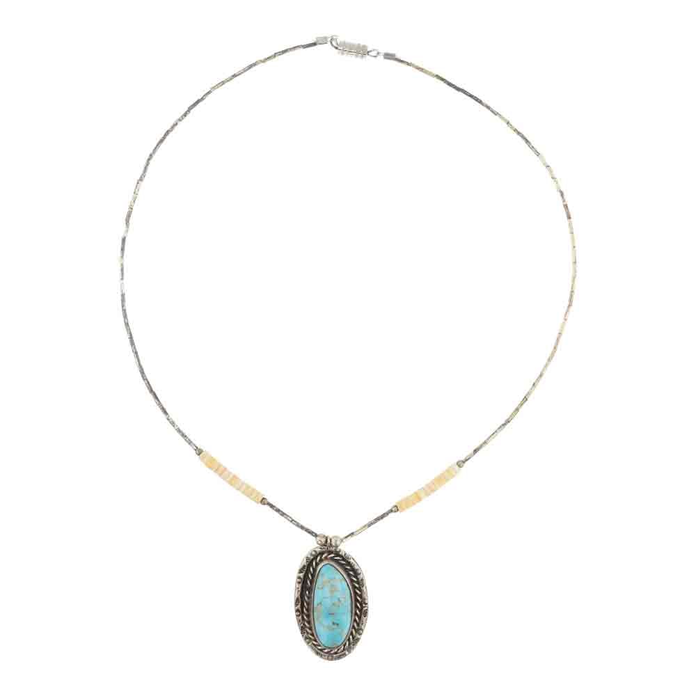 Navajo Turquoise & Shell Heishi Choker: Sterling Silver | Genuine Turquoise & Shell | Navajo Turquoise & Shell Heishi Choker | Navajo Native American Southwest Indian Jewelry | Good (no breaks or damages) | Approximate Weight: 9 Grams | Nec