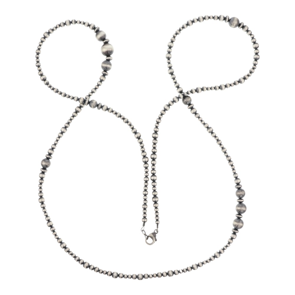 Sterling Silver Oxidized Beads Mixed Sizes Wrap Around Necklace (1 of 3)