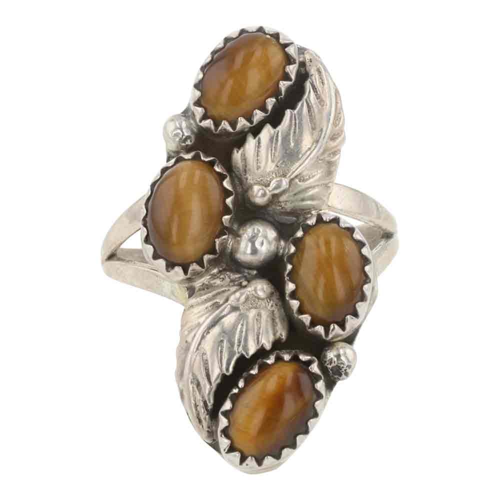 Navajo Tiger's Eye Leaf Work Ring (1 of 3)