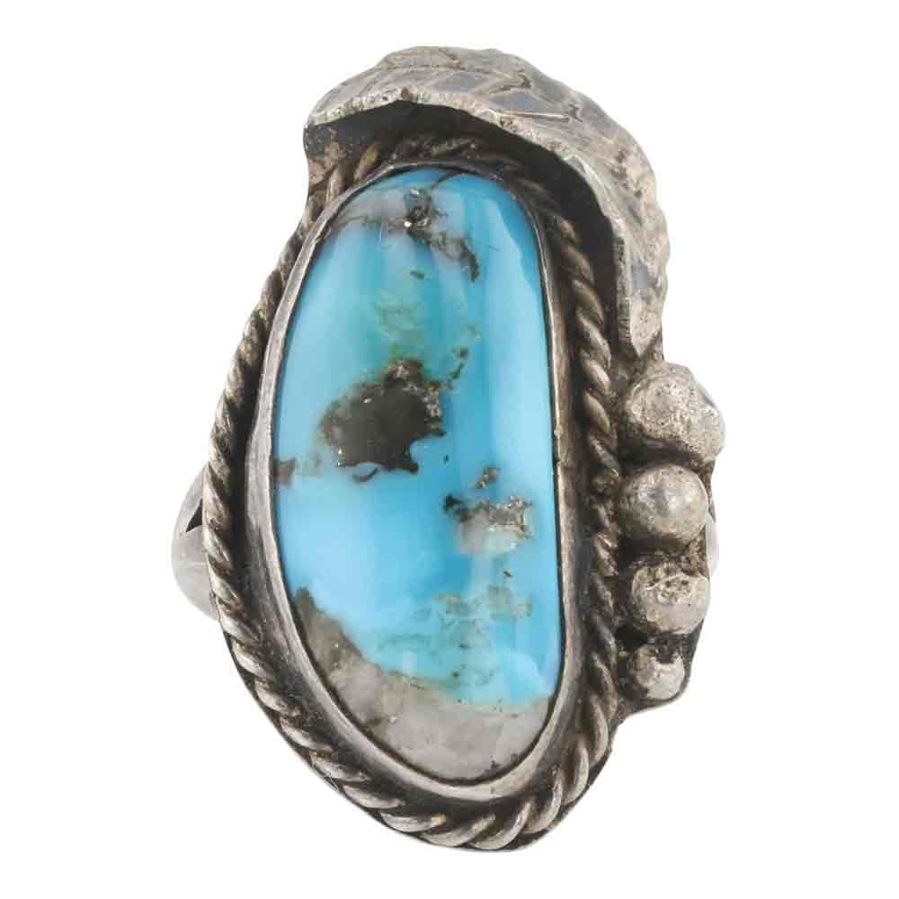 Vintage Navajo Nevada Turquoise Ring: Sterling Silver | Genuine Nevada Turquoise | Vintage Navajo Nevada Turquoise Ring | Navajo Native American Southwest Indian Jewelry | Good (no breaks or damages) | Approximate Weight: 8 Grams | Ring: