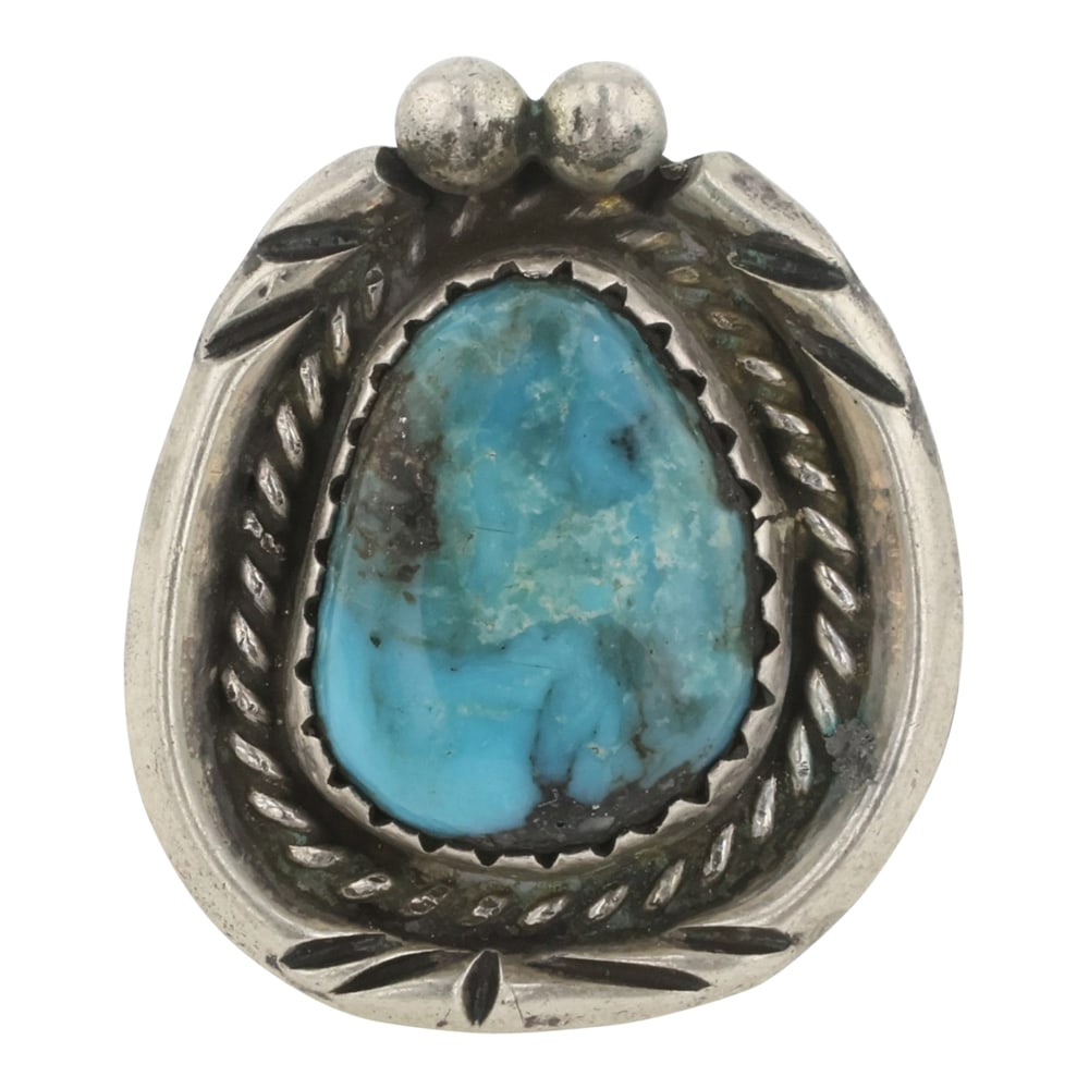 Vintage Navajo Turquoise Ring: Sterling Silver | Genuine Turquoise | Vintage Navajo Turquoise Ring | Navajo Native American Southwest Indian Jewelry | Good (no breaks or damages) | Approximate Weight: 5 Grams | Ring: 5.75 size, .75