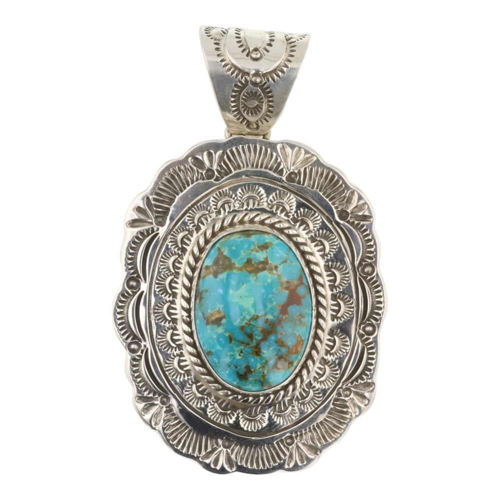 John Nelson Navajo Nevada Turquoise Pendant (1 of 2)