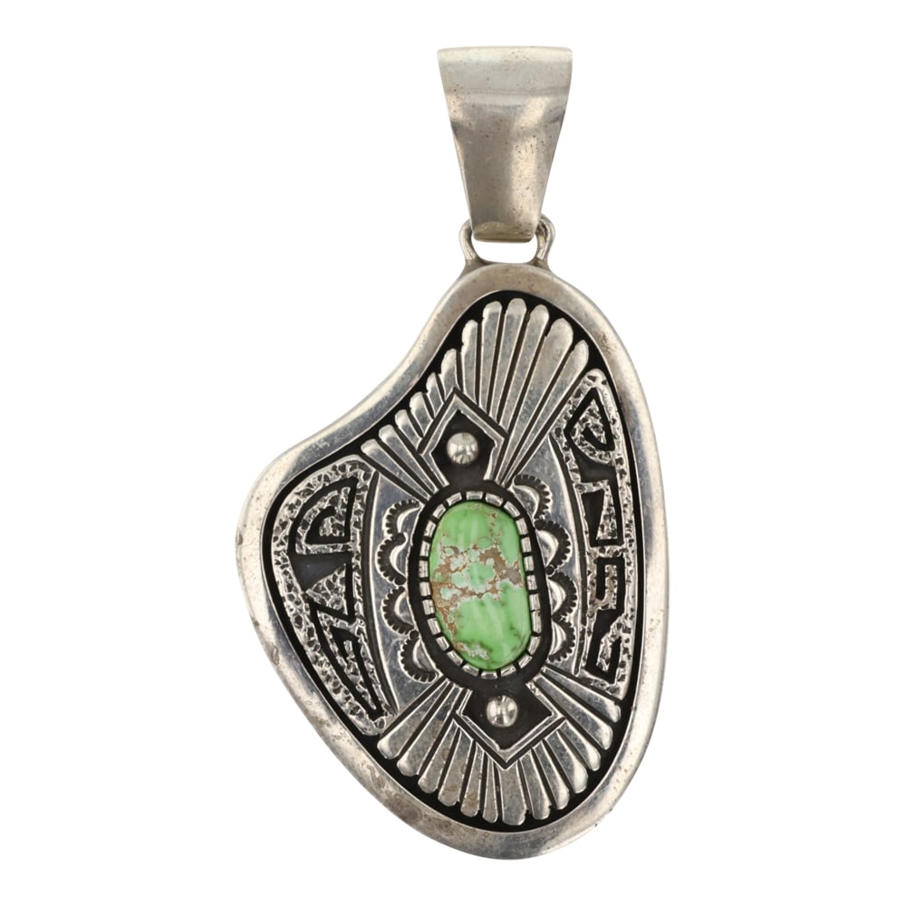 Daniel Benally Navajo Carrico Lake Turquoise Pendant (1 of 2)