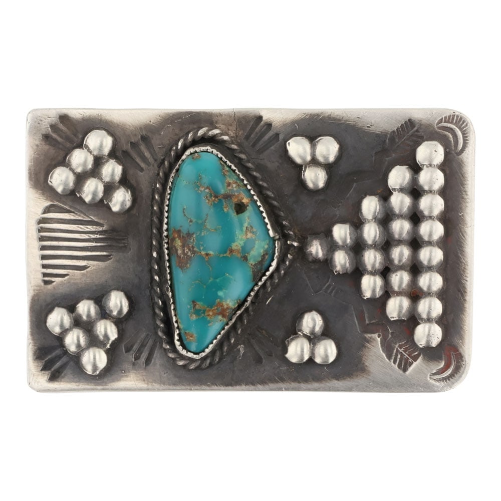 Navajo Royston Turquoise Belt Buckle: Sterling Silver | Genuine Royston Turquoise | Navajo Royston Turquoise Belt Buckle | Navajo Native American Southwest Indian Jewelry | Good (no breaks or damages) | Approximate Weight: 30 Grams | Buck