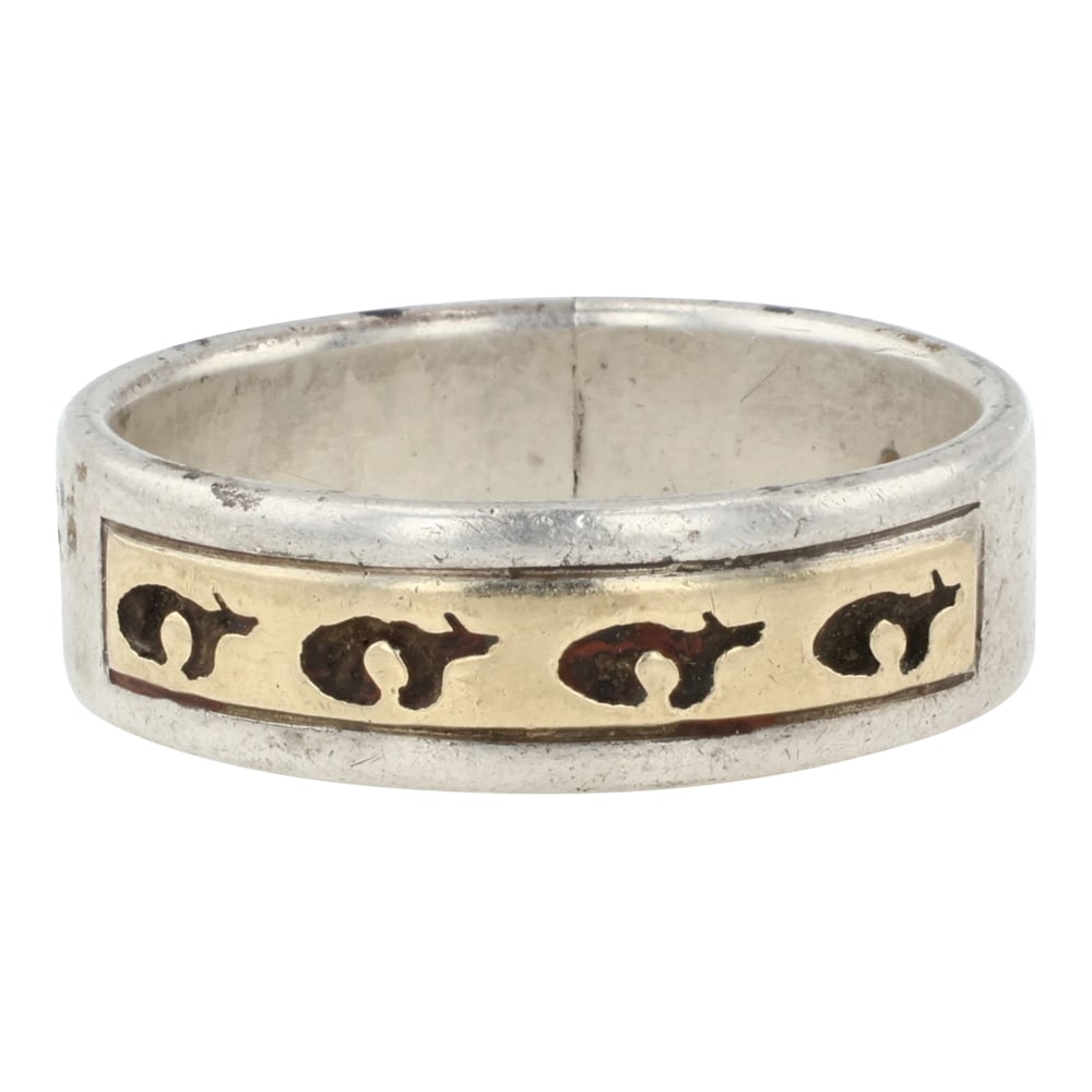 Peggy Skeets Navajo 14K Gold & Sterling Silver Bear Ring (1 of 3)