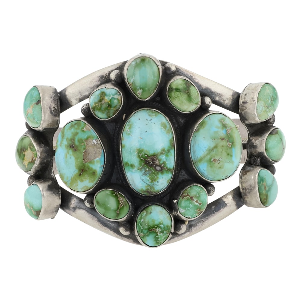 Bobby Johnson Sonoran Gold Turquoise Cluster Cuff Bracelet (1 of 3)