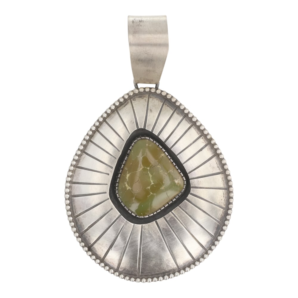 Bob Becenti Navajo Royston Turquoise Shadowbox Pendant (1 of 2)