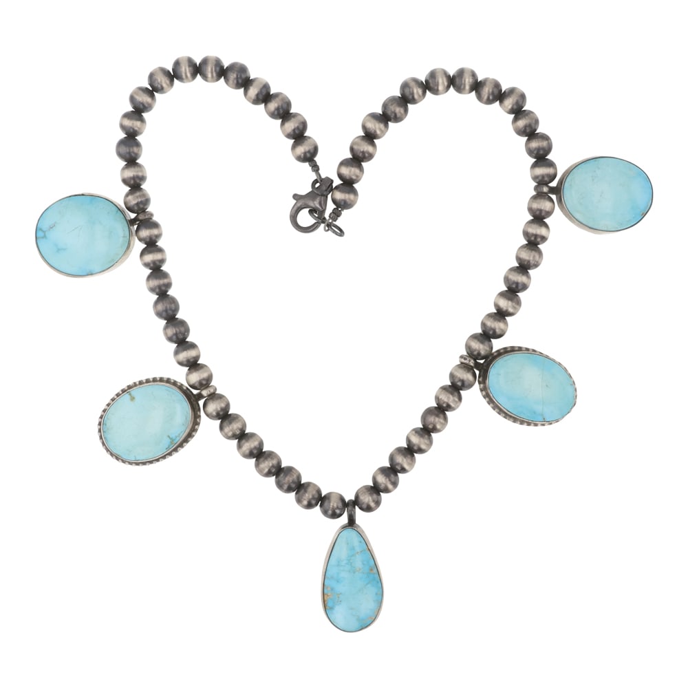 Tim Yazzie Navajo Kingman Turquoise Five Stone necklace (1 of 3)