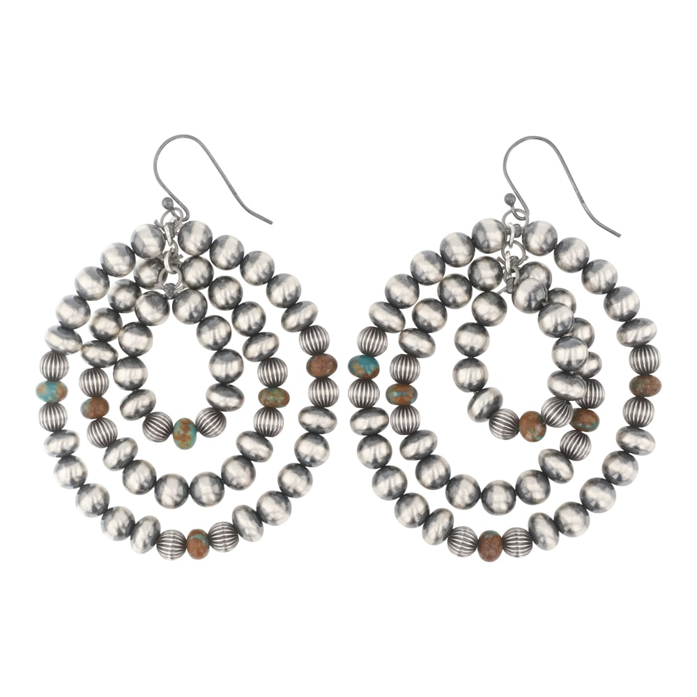 Oxidized Beads & Turquoise Three Strand Earrings (1 of 2)