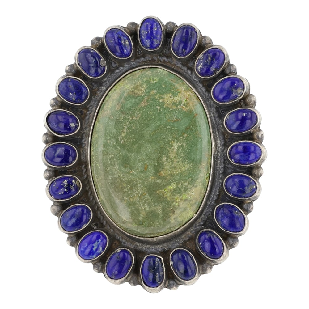 Anthony Skeets Turquoise & lapis Cluster Ring (1 of 3)
