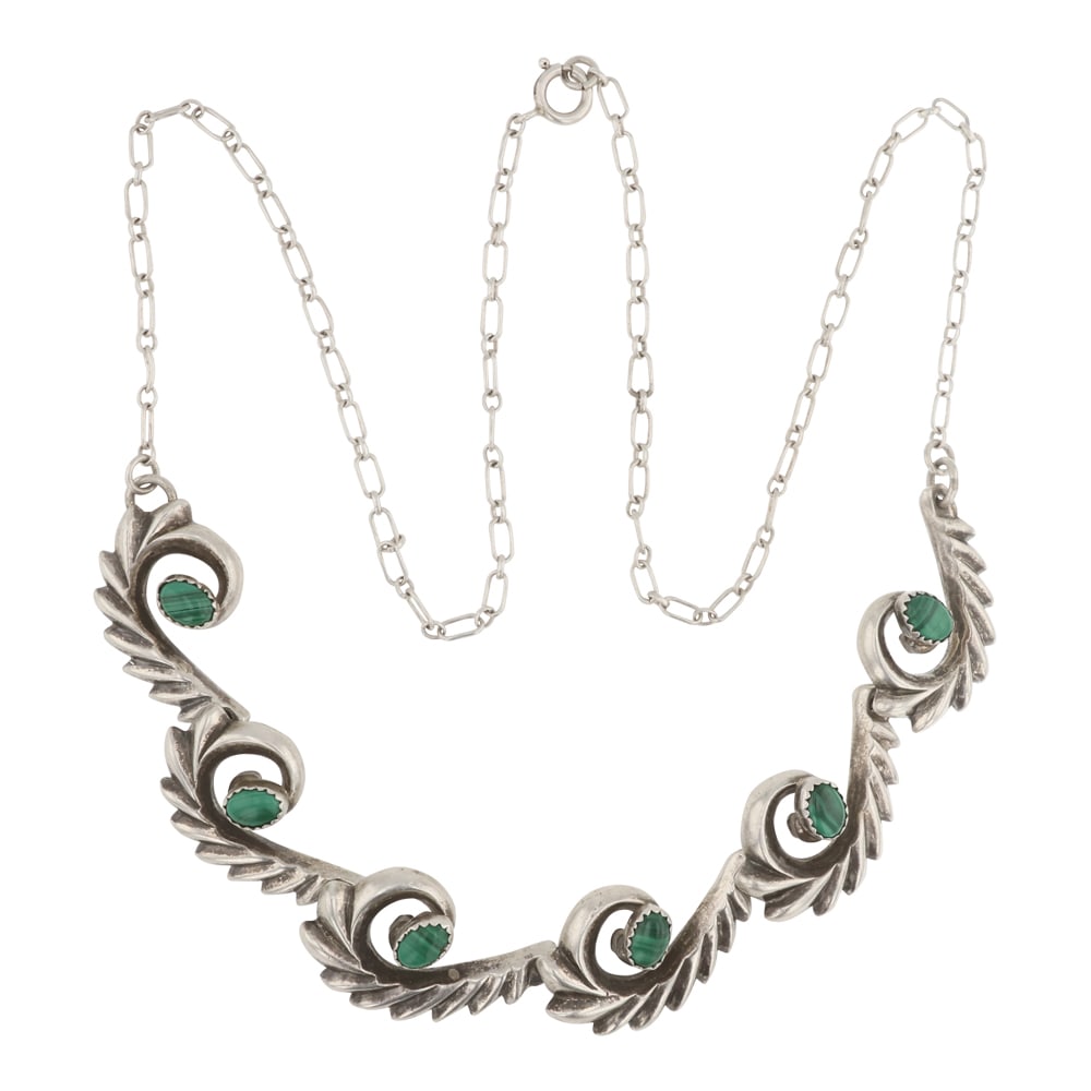 Vintage Navajo malachite Sandcast Necklace (1 of 3)