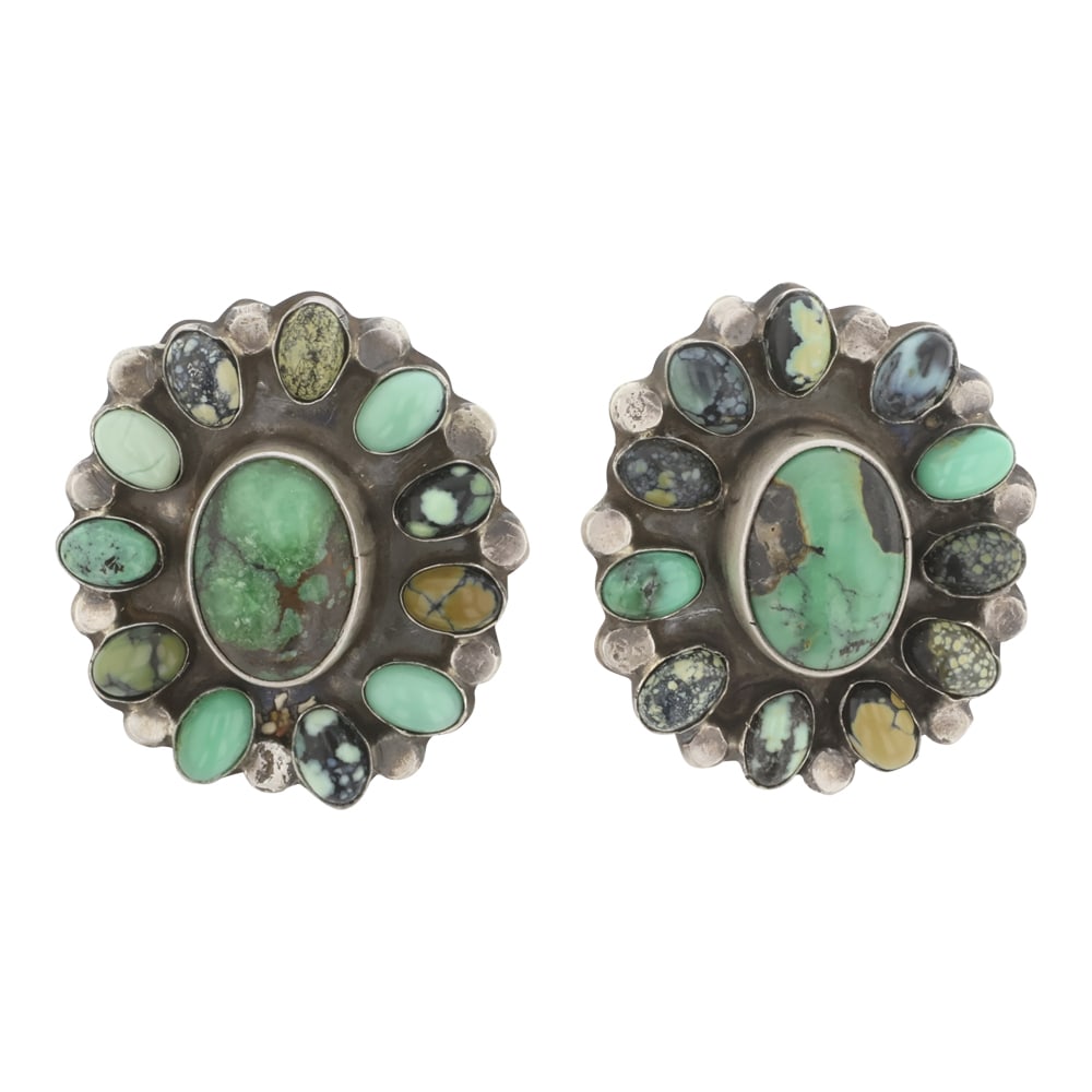Sheila Becenti Navajo New Lander Chalcociderite Cluster Earrings (1 of 2)