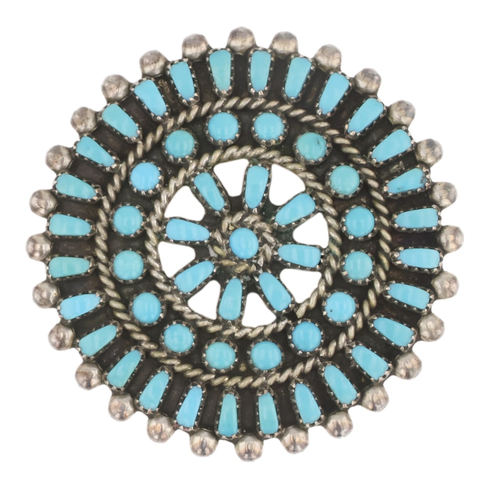 Zuni Kingman Turquoise Cluster Pin & Pendant (1 of 2)