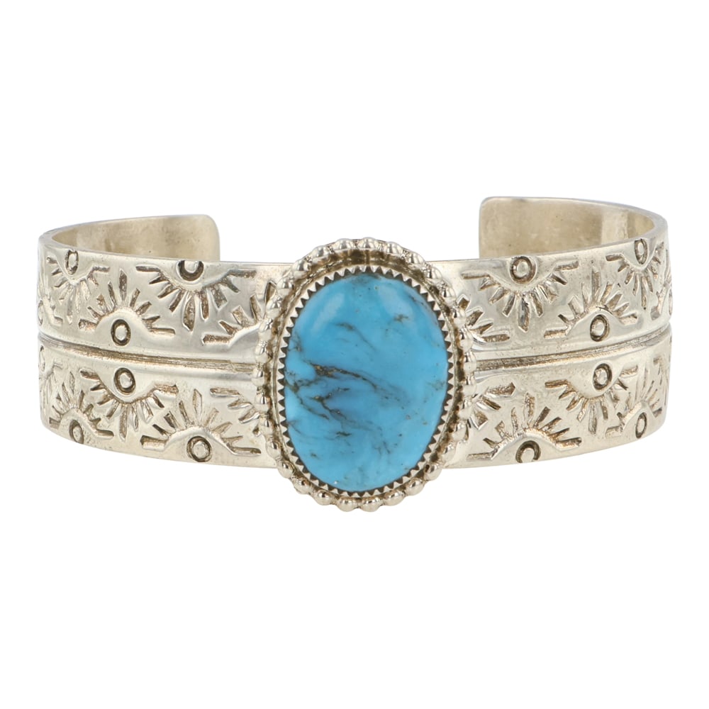 June Delgarito Navajo Kingman Turquoise Cuff Bracelet (1 of 3)