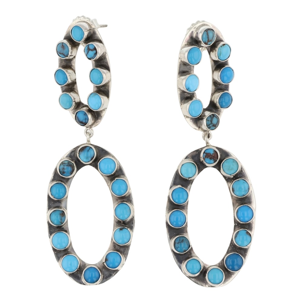 Sheila Tso Navajo Turquoise Double Hoop Earrings (1 of 2)