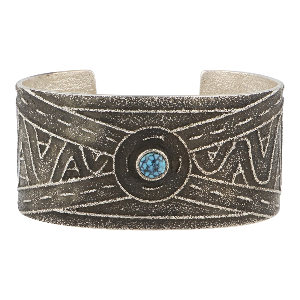 Navajo Tufa Cast Spiderweb Turquoise Cuff Bracelet (1 of 3)