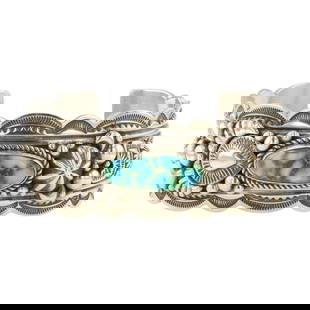 Happy Piasso Navajo Sonoran Gold Turquoise Bump out Cuff Bracelet: Sterling Silver | Genuine Sonoran Gold Turquoise | Happy Piasso Navajo Sonoran Gold Turquoise Bump out Cuff Bracelet | Navajo Native American Southwest Indian Jewelry | Good (no breaks or damages) 
