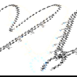 Darrin Livingston Navajo Golden Hill Turquoise Squash Blossom Necklace: Sterling Silver | Genuine Golden Hill Turquoise | Darrin Livingston Navajo Golden Hill Turquoise Squash Blossom Necklace | Navajo Native American Southwest Indian Jewelry | Good (no breaks or