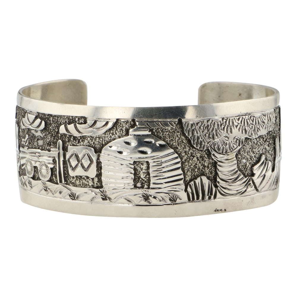 Elaine Becenti Navajo Plain Silver Story Teller Cuff Bracelet (1 of 4)