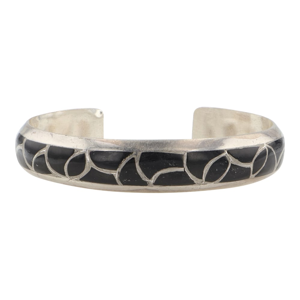 Vintage Zuni Inlay Acoma Jet Black Cuff Bracelet (1 of 3)