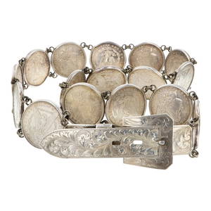 Morgan Smith Vintage Navajo Sterling Silver & Morgan Dollar Concho Belt