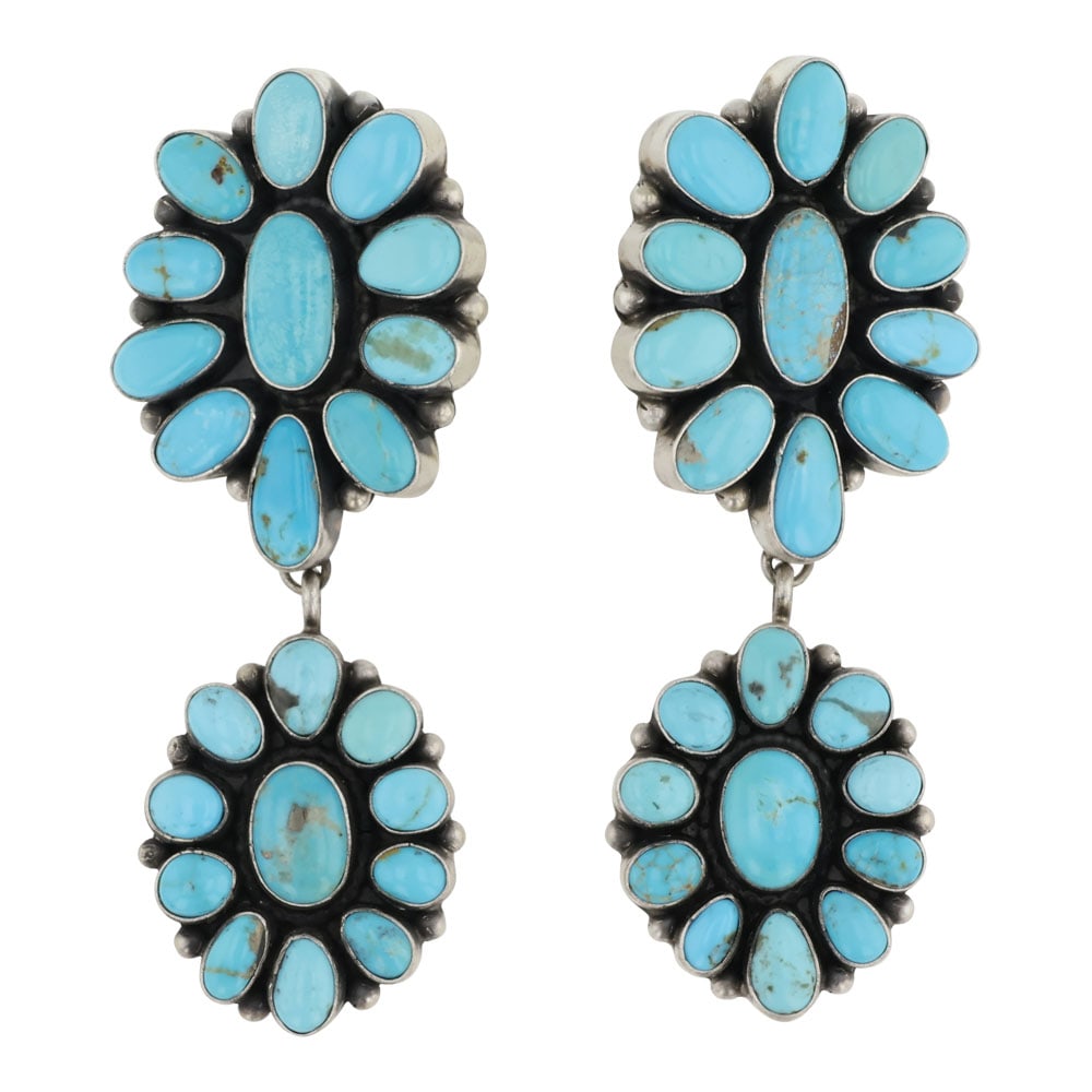 Navajo Compitos Turquoise Double Cluster Earrings (1 of 2)