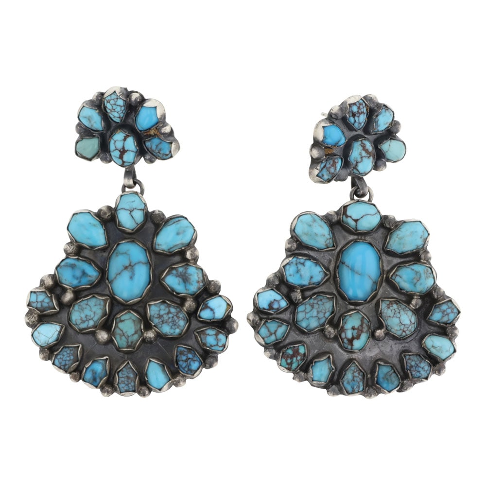 Louise Jim Navajo Spiderweb Turquoise Chandelier Earrings (1 of 2)