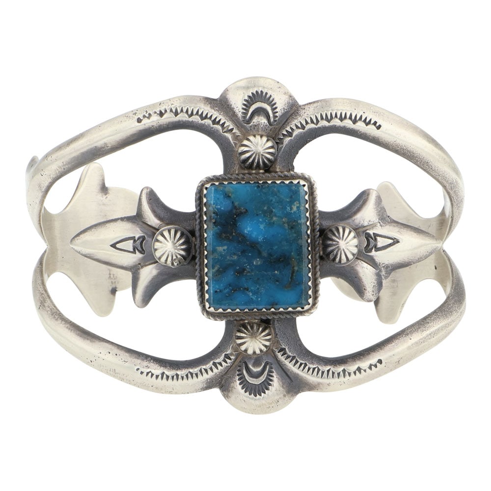 Mary Cayatineto Navajo Nacozari Turquoise Sandcast Cuff Bracelet (1 of 3)