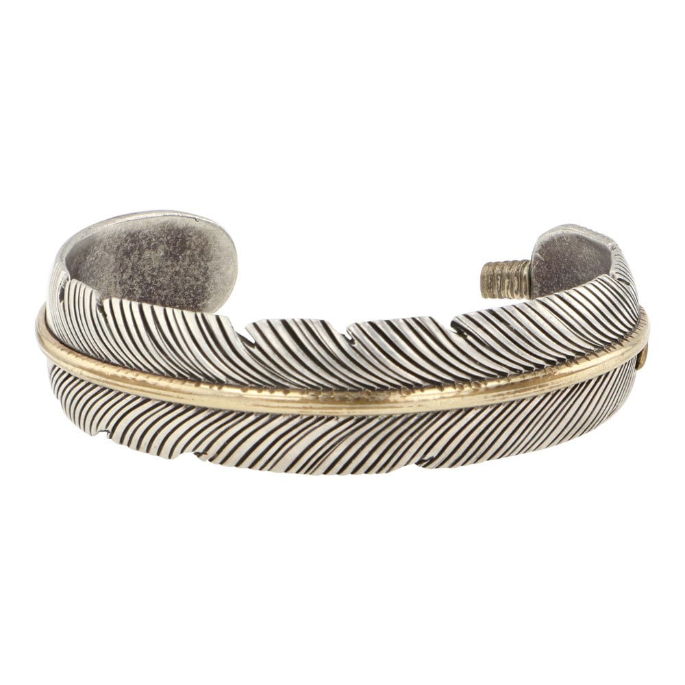 Harvey Mace Vintage Navajo Sterling Silver & Gold Filled Feather Cuff Bracelet (1 of 4)