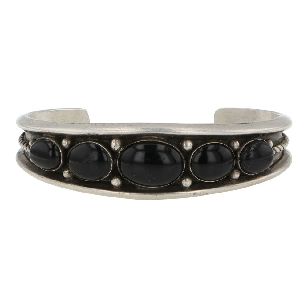 Richard Long Vintage Navajo Black onyx Five Stone Cuff Bracelet (1 of 3)