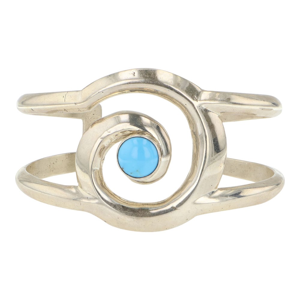 Navajo Kingman Turquoise Sandcast Bracelet (1 of 3)