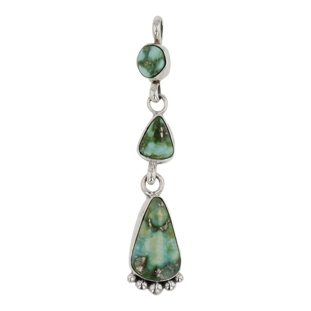 Beatty Tom Navajo Sonoran Gold Turquoise Three Stone Pendant (1 of 2)