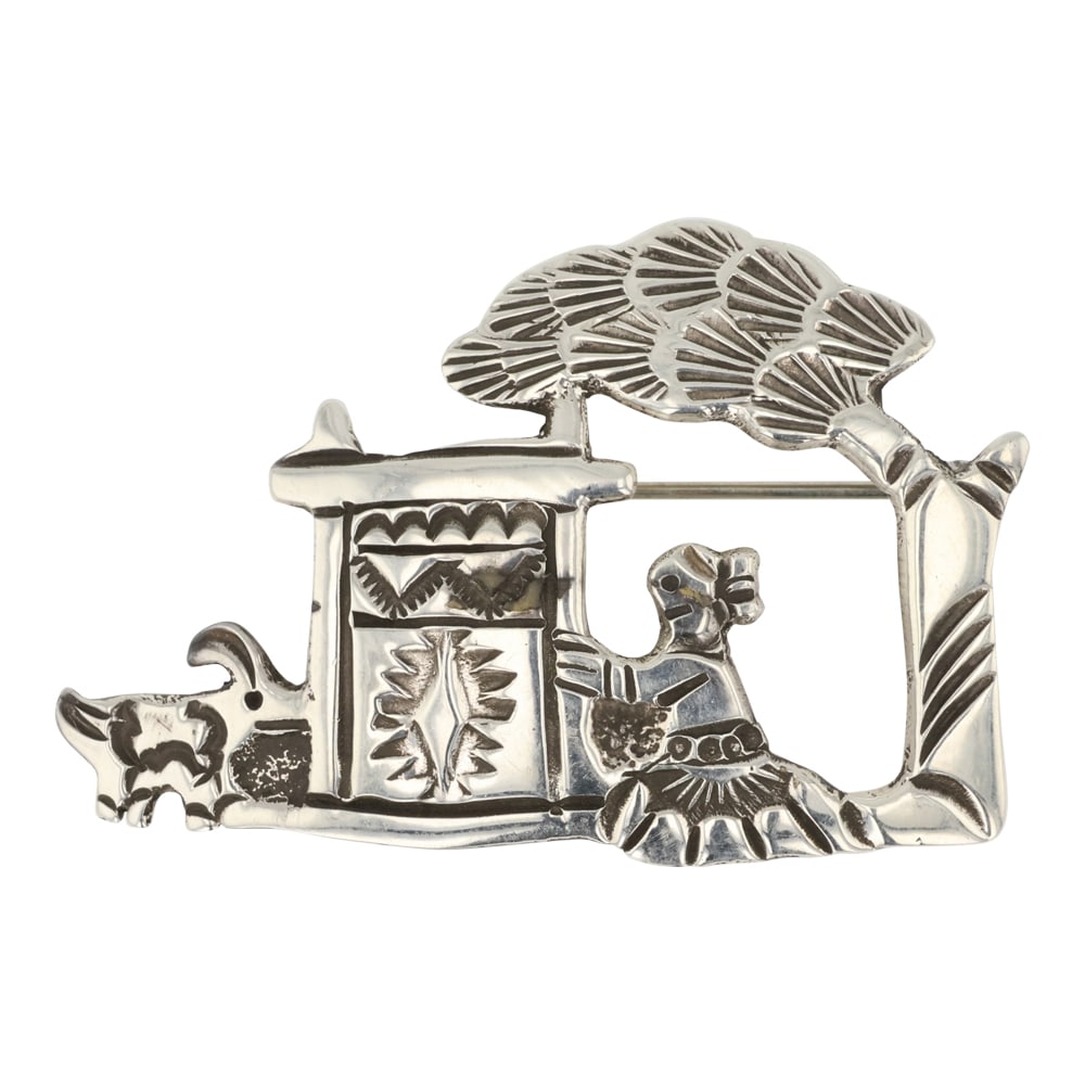 Navajo Plain Silver Story Teller Pin (1 of 2)
