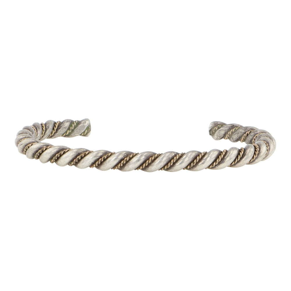 Vintage Navajo Sterling Silver & Brass Twist Wire Bracelet (1 of 3)