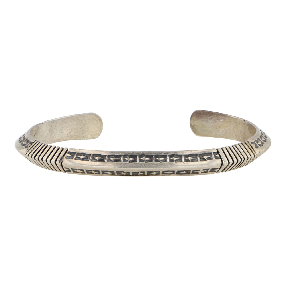 Geneva Ramone Plain Silver Triangle Wire Stamp Work Cuff Bracelet (1 of 4)