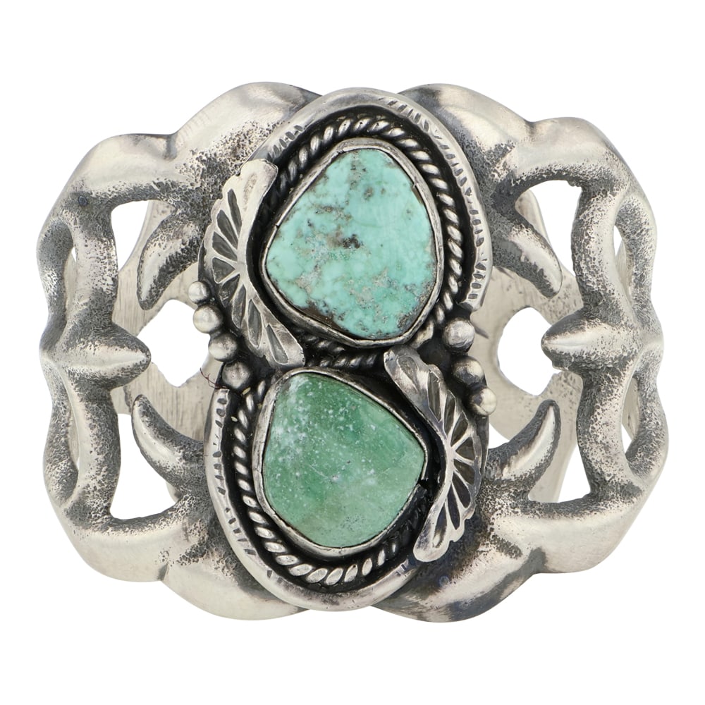 Vintage Navajo Turquoise Sandcast Cuff Bracelet (1 of 3)