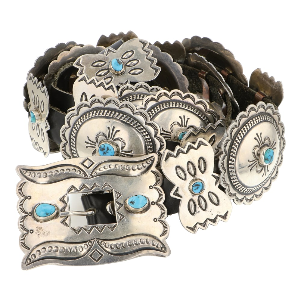 Vintage Navajo Kingman Turquoise Concho Belt (1 of 3)