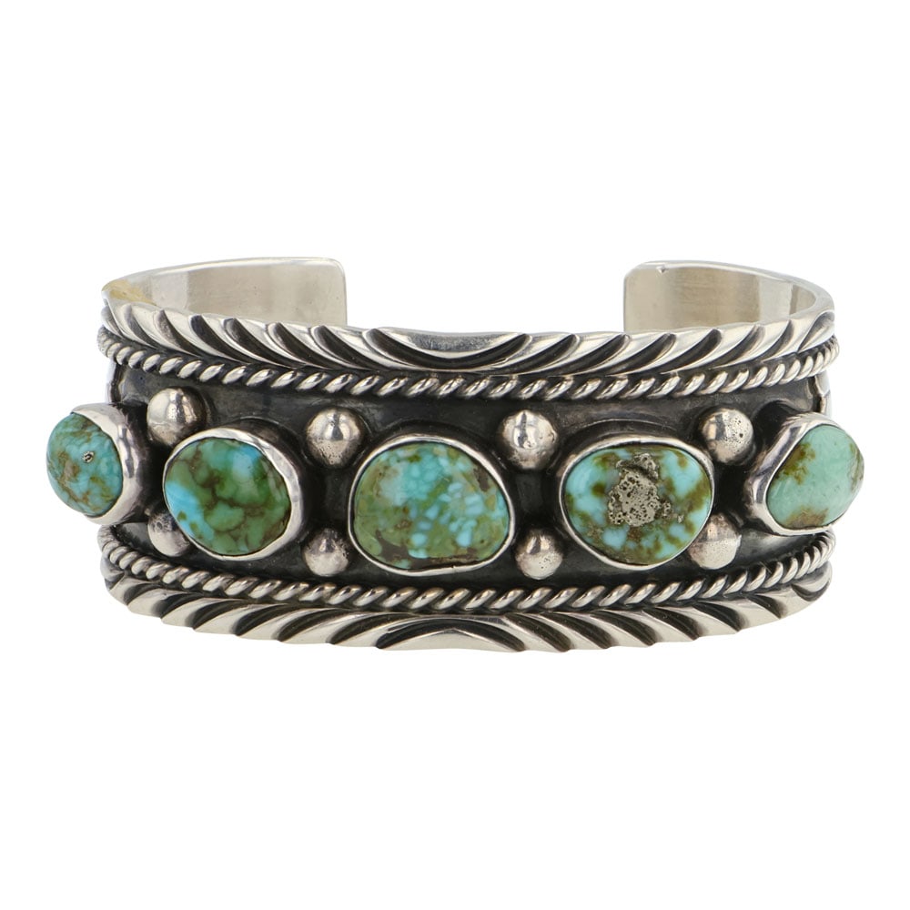 Charles Johnson Navajo Sonoran Gold Turquoise Five Stone Cuff Bracelet (1 of 3)
