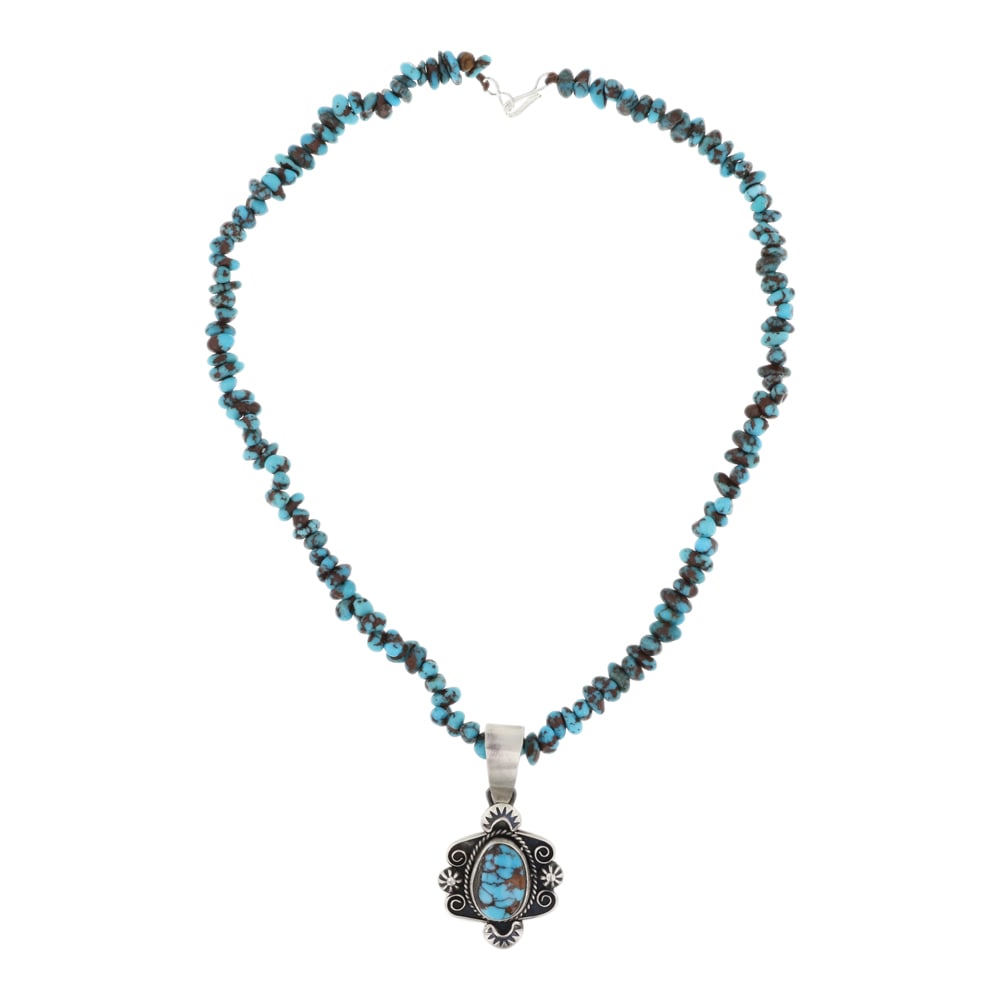 Marita Benally Navajo Spiderweb Turquoise Necklace (1 of 3)