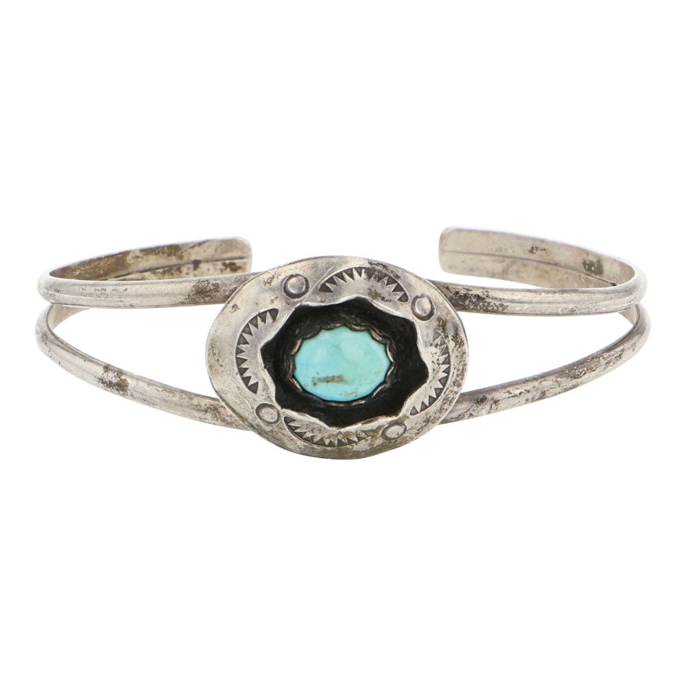 Vintage Navajo Nevada Turquoise Shadow Box Turquoise Bracelet (1 of 3)
