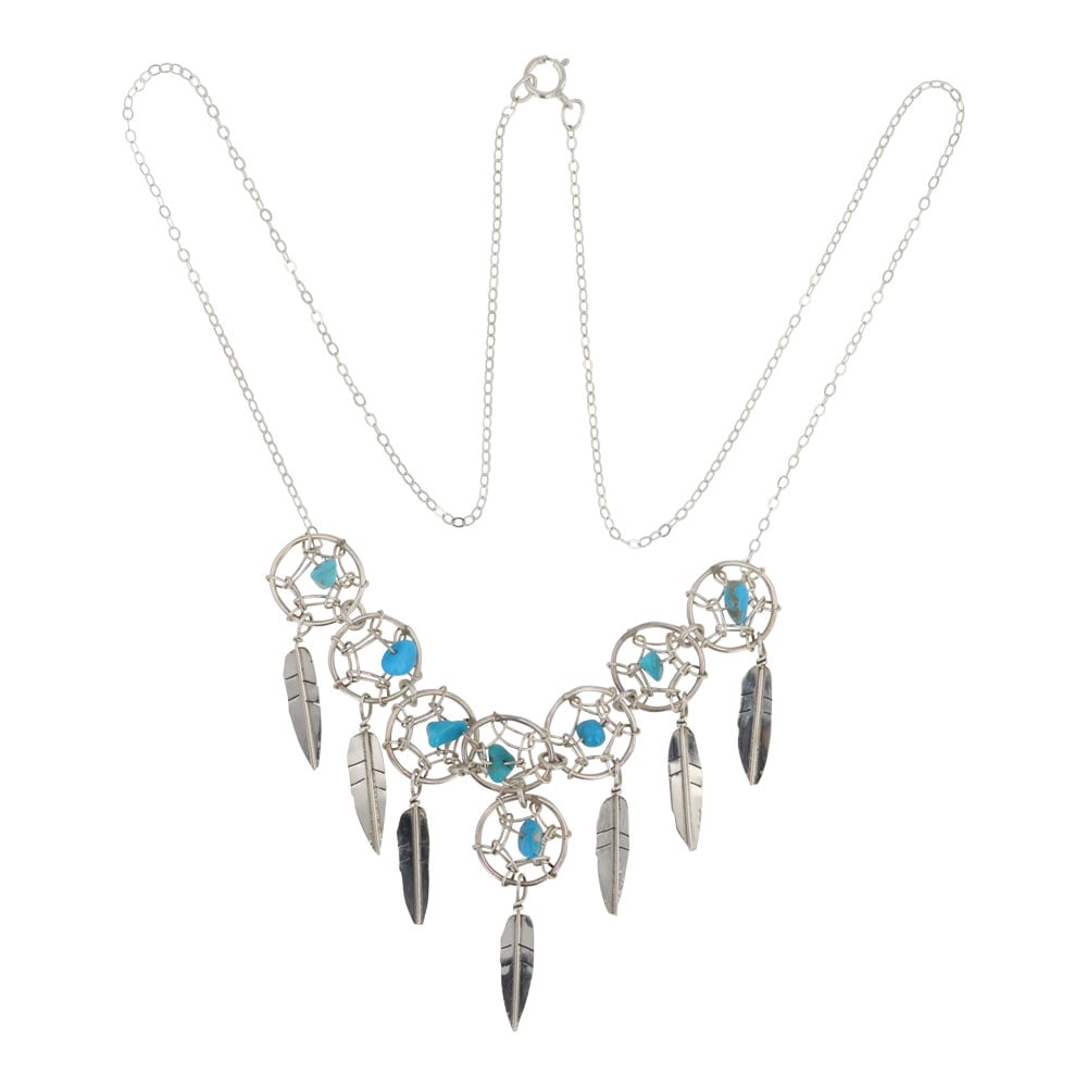 Navajo Kingman Turquoise Dream Catcher Necklace (1 of 3)